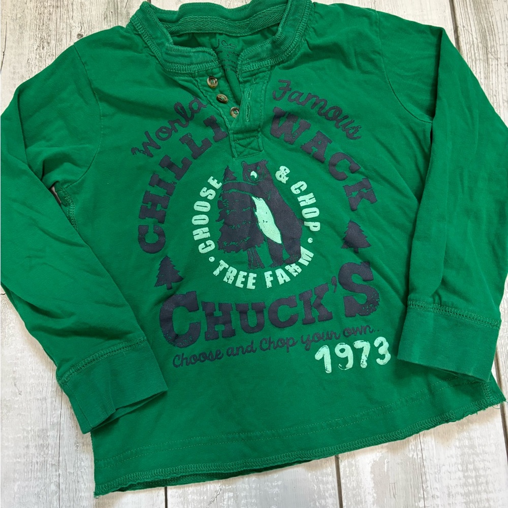 5/$25 Joe Fresh Green Graphic Long Sleeve Tee 5yrs